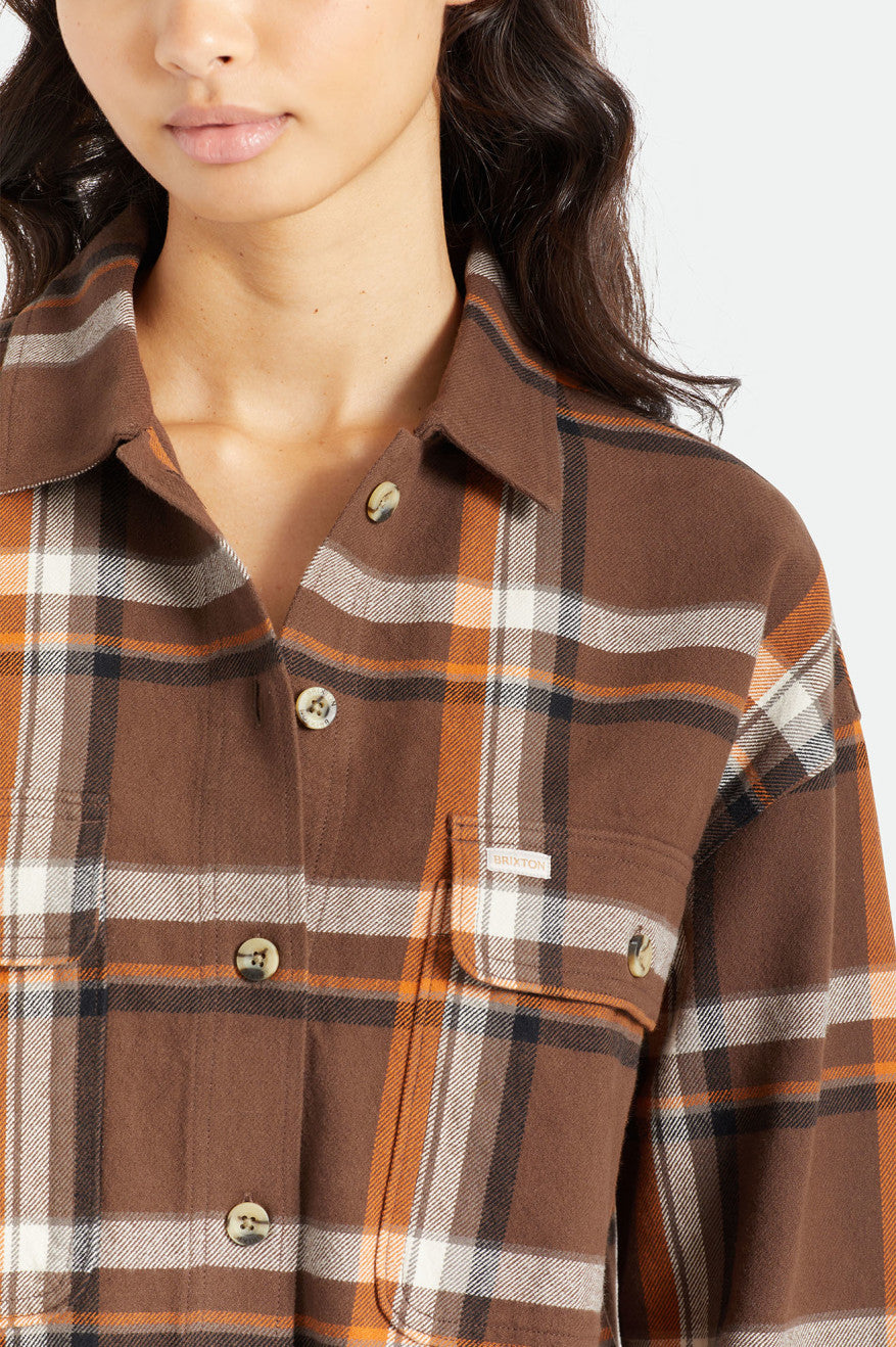 Brixton Bowery L/S Women's Flannels Brown | 219JZVNGD