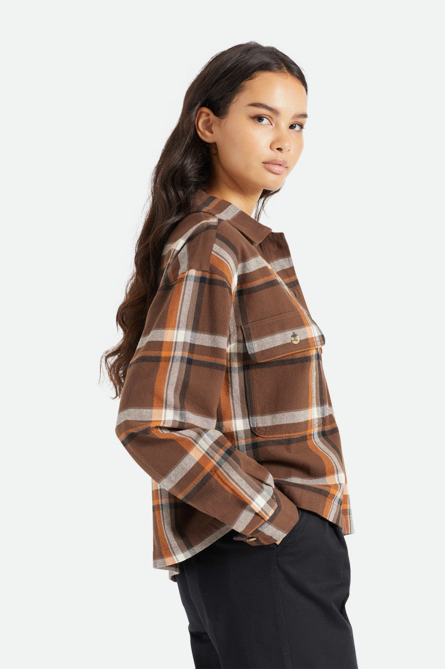 Brixton Bowery L/S Women's Flannels Brown | 219JZVNGD