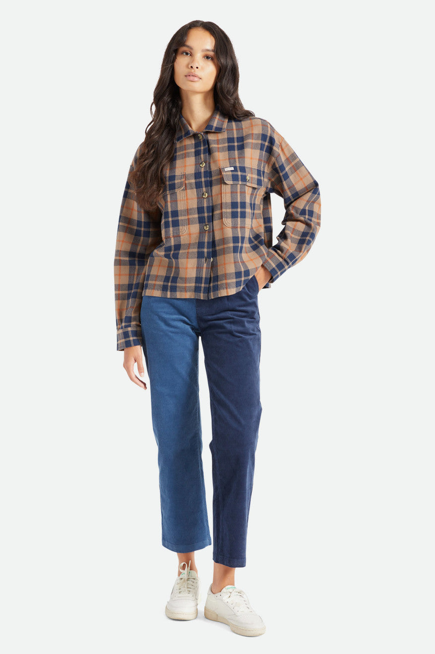 Brixton Bowery L/S Women's Flannels Deep Green | 713DQXLPZ