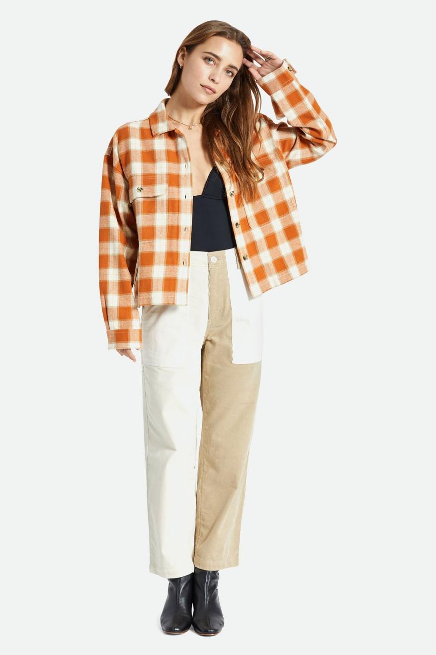 Brixton Bowery L/S Women's Flannels Orange | 513GINVXT