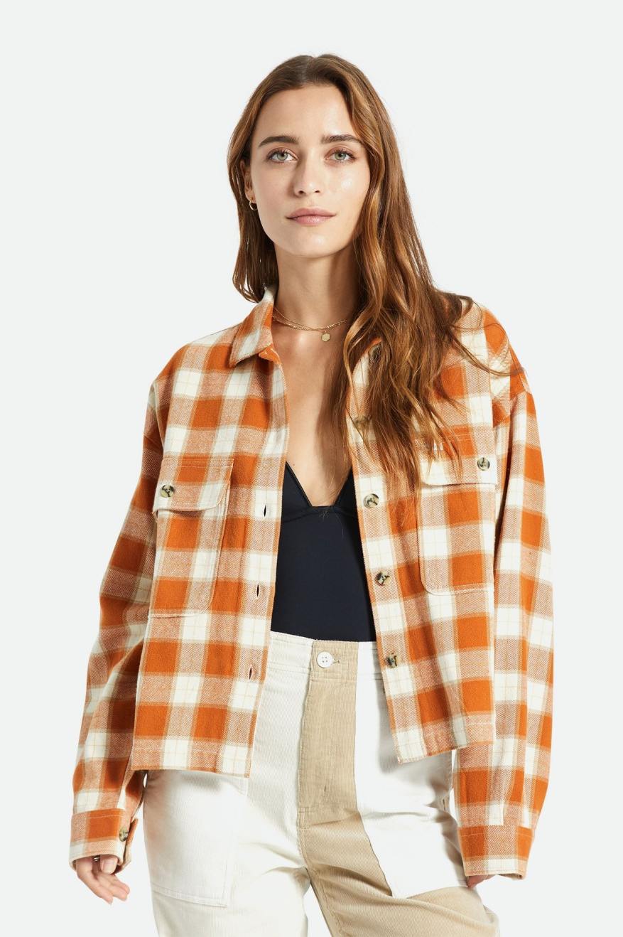 Brixton Bowery L/S Women\'s Flannels Orange | 513GINVXT