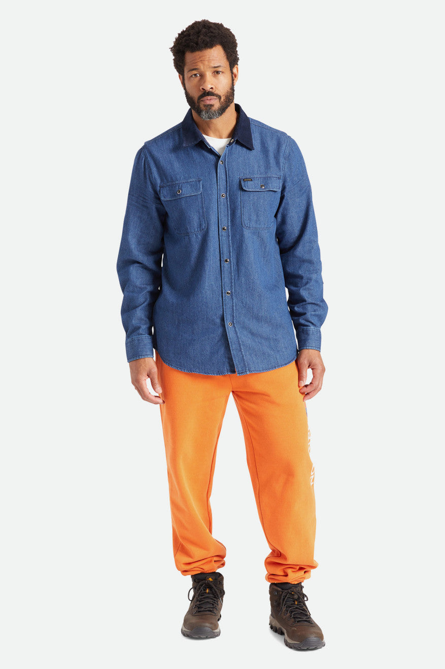 Brixton Bowery Reserve L/S Woven Men's Wovens Blue | 912ESOIGD