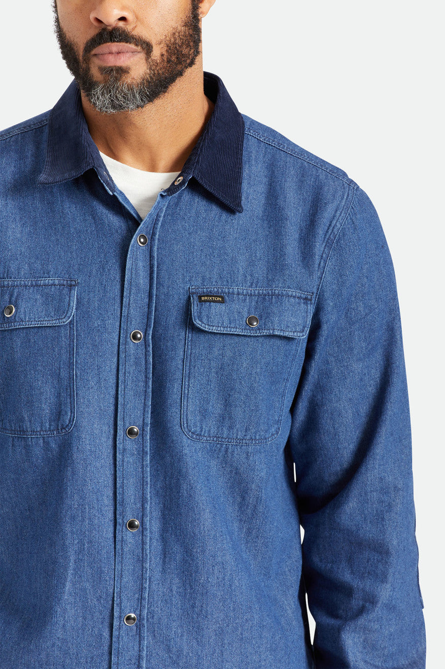 Brixton Bowery Reserve L/S Woven Men's Wovens Blue | 912ESOIGD