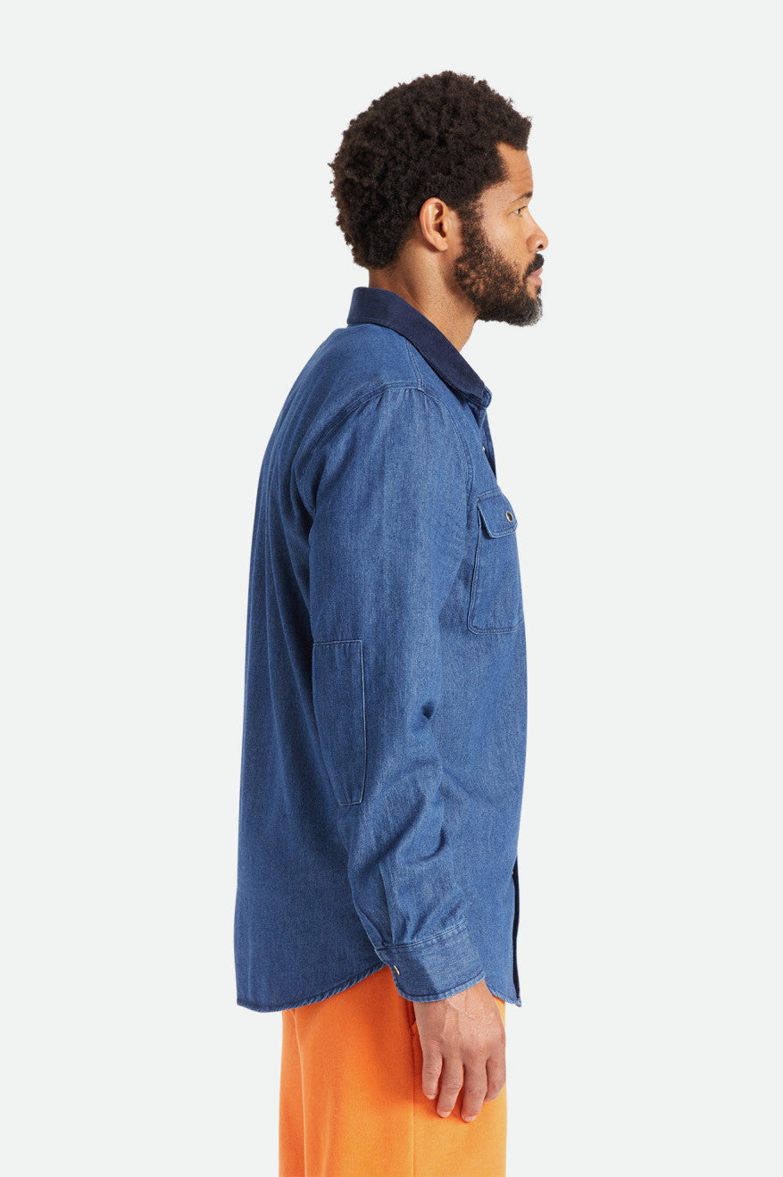 Brixton Bowery Reserve L/S Woven Men's Wovens Blue | 912ESOIGD