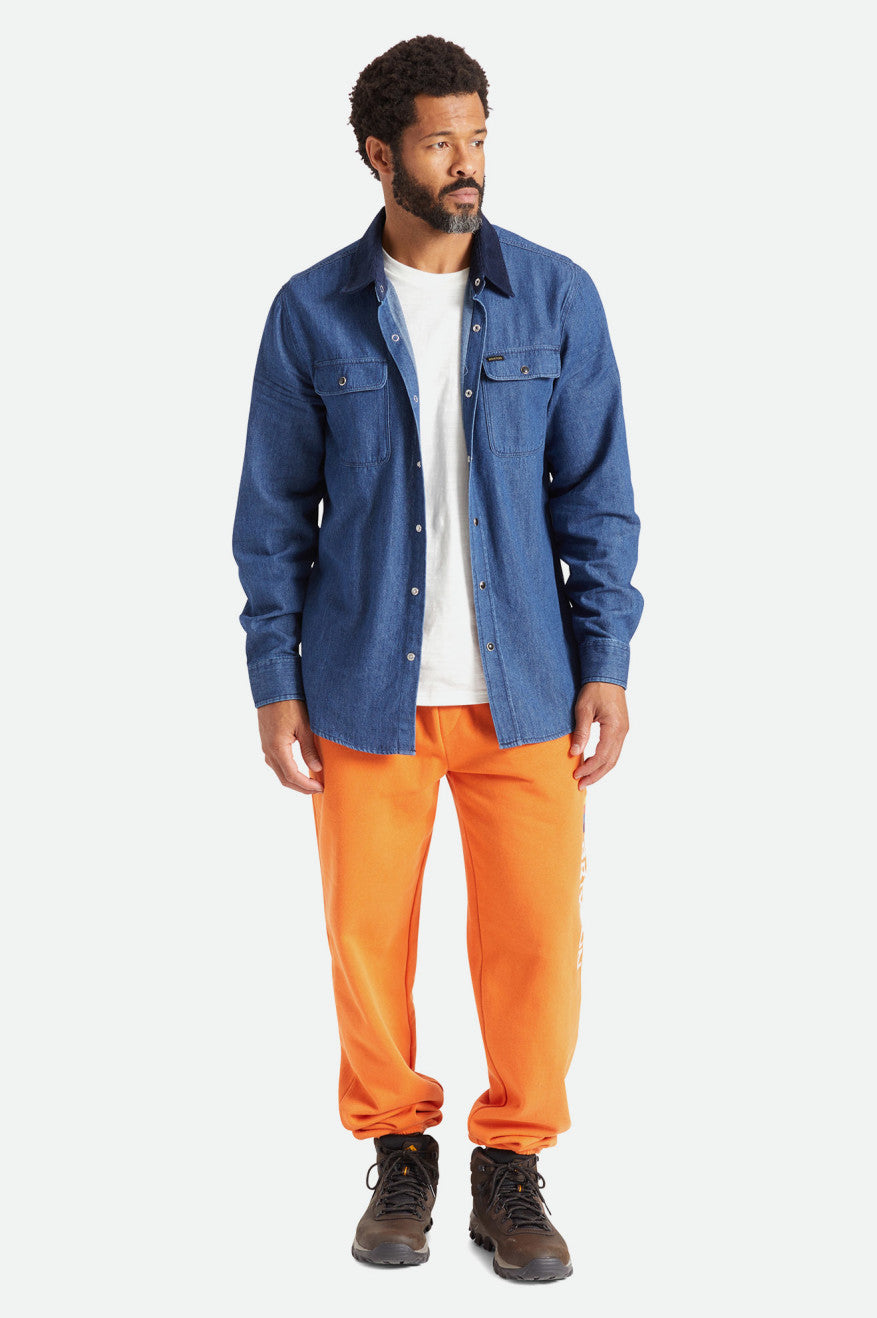 Brixton Bowery Reserve L/S Woven Men's Wovens Blue | 912ESOIGD