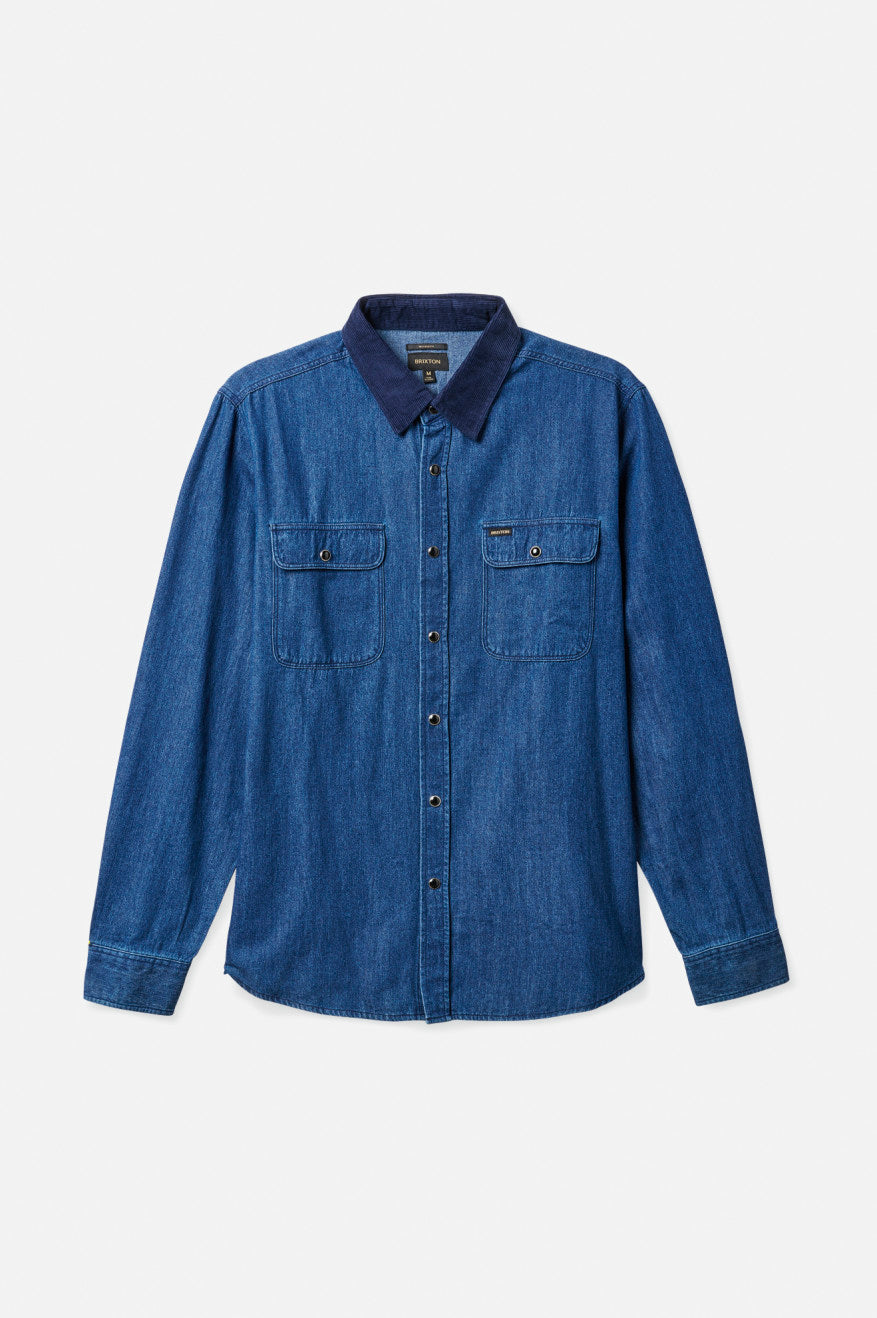 Brixton Bowery Reserve L/S Woven Men's Wovens Blue | 912ESOIGD