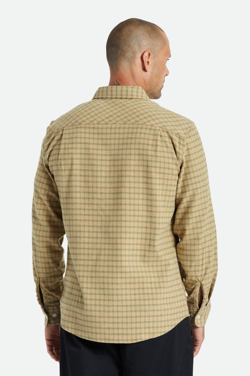 Brixton Bowery Stretch L/S Utility Men's Wovens Beige / Olive | 297ZLRAUF