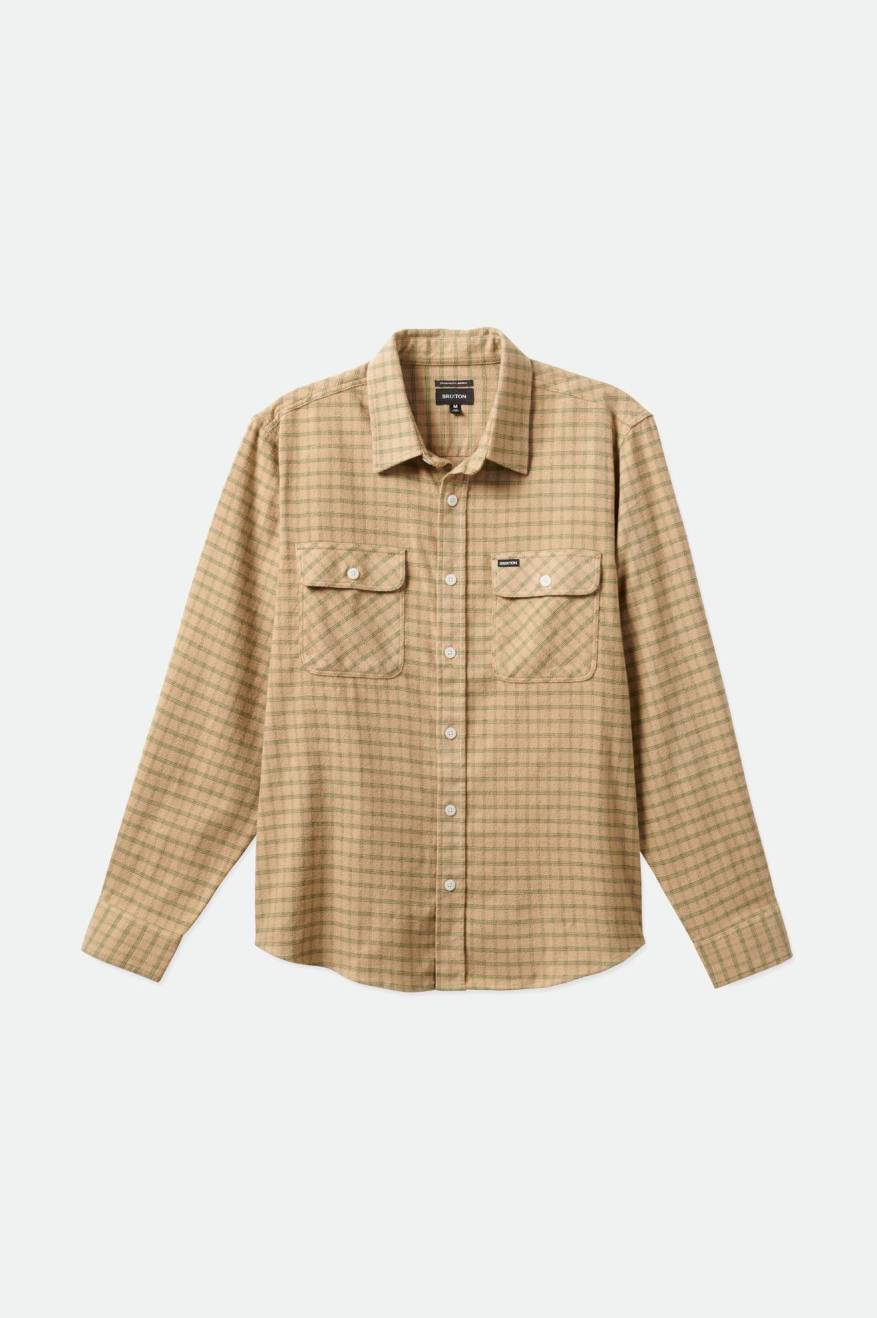 Brixton Bowery Stretch L/S Utility Men's Wovens Beige / Olive | 297ZLRAUF