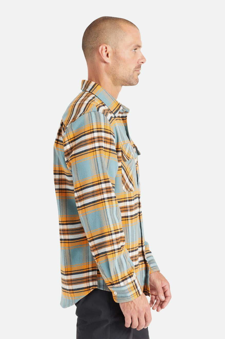 Brixton Bowery Stretch L/S Utility Men's Flannels Orange / White | 584DSHPWK