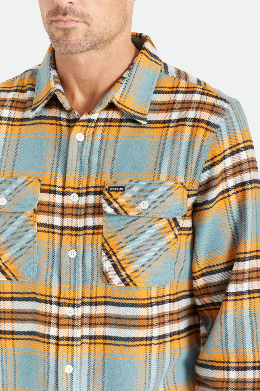 Brixton Bowery Stretch L/S Utility Men's Flannels Orange / White | 584DSHPWK