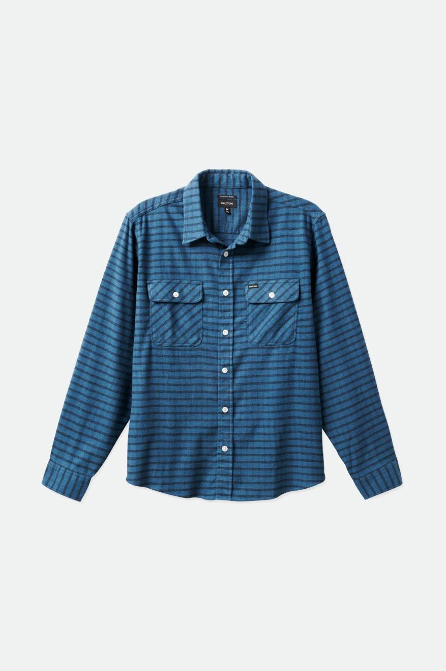 Brixton Bowery Stretch L/S Utility Men's Flannels Turquoise / Black | 923VEJIYX