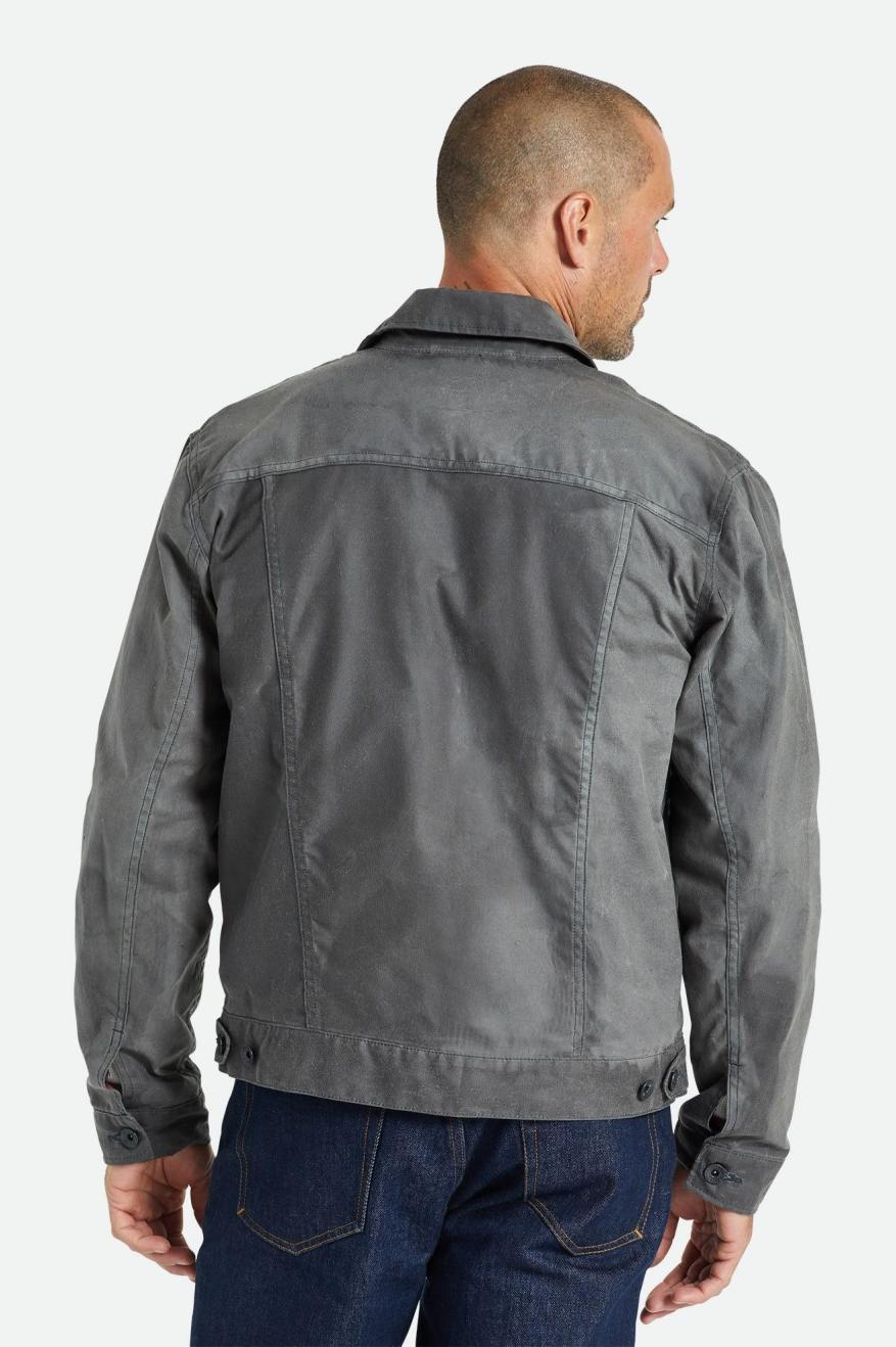 Brixton Cable Reserve Waxed Canvas Trucker Men's Jackets Grey | 362TJZPYK