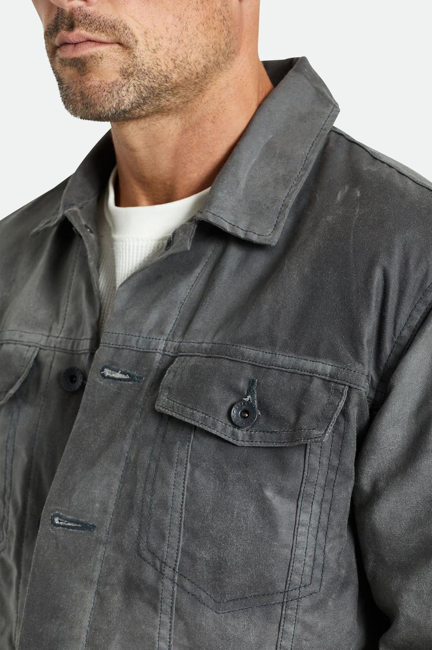 Brixton Cable Reserve Waxed Canvas Trucker Men's Jackets Grey | 362TJZPYK