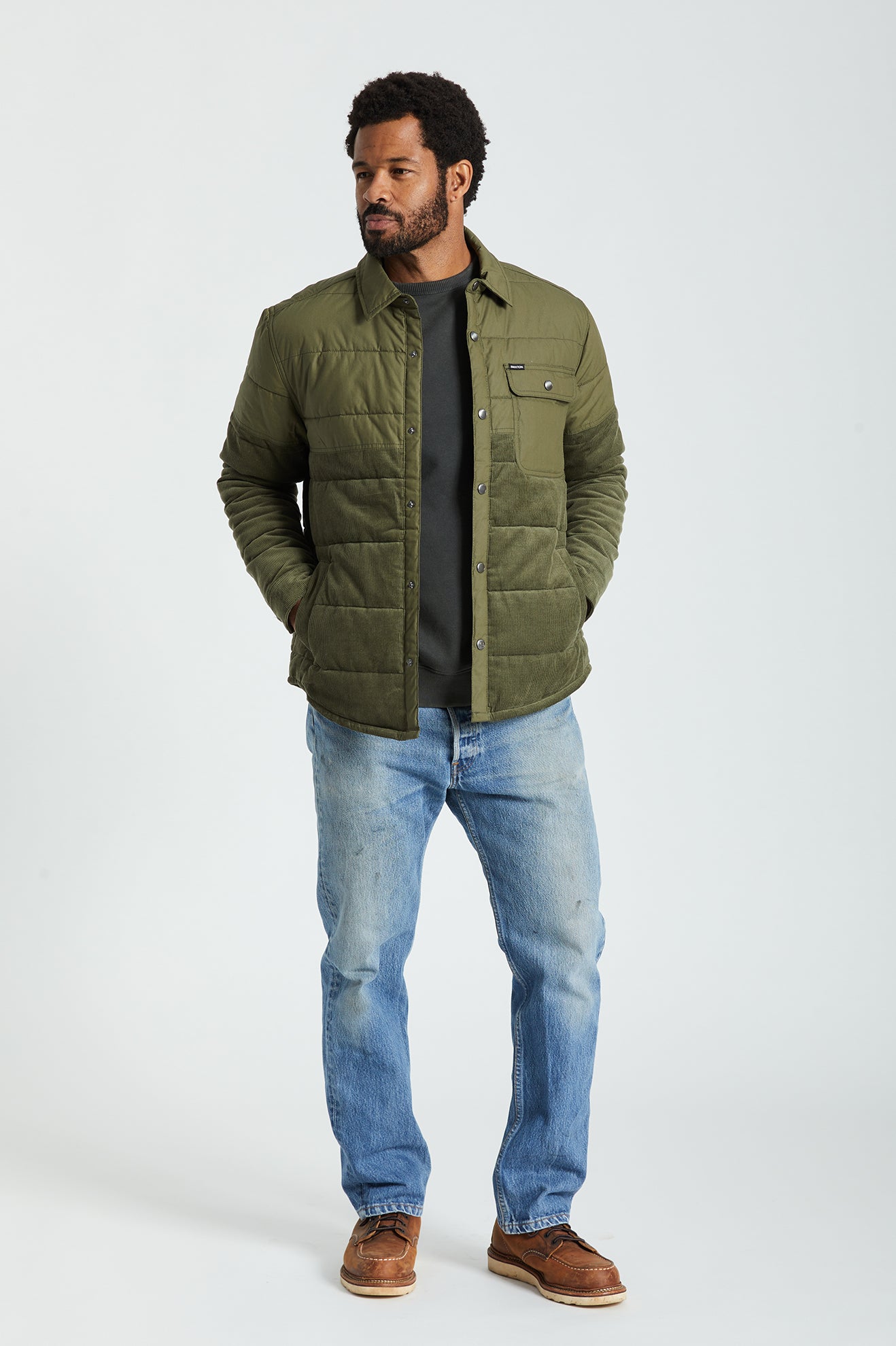 Brixton Cass Men's Jackets Olive | 351YTFZNA