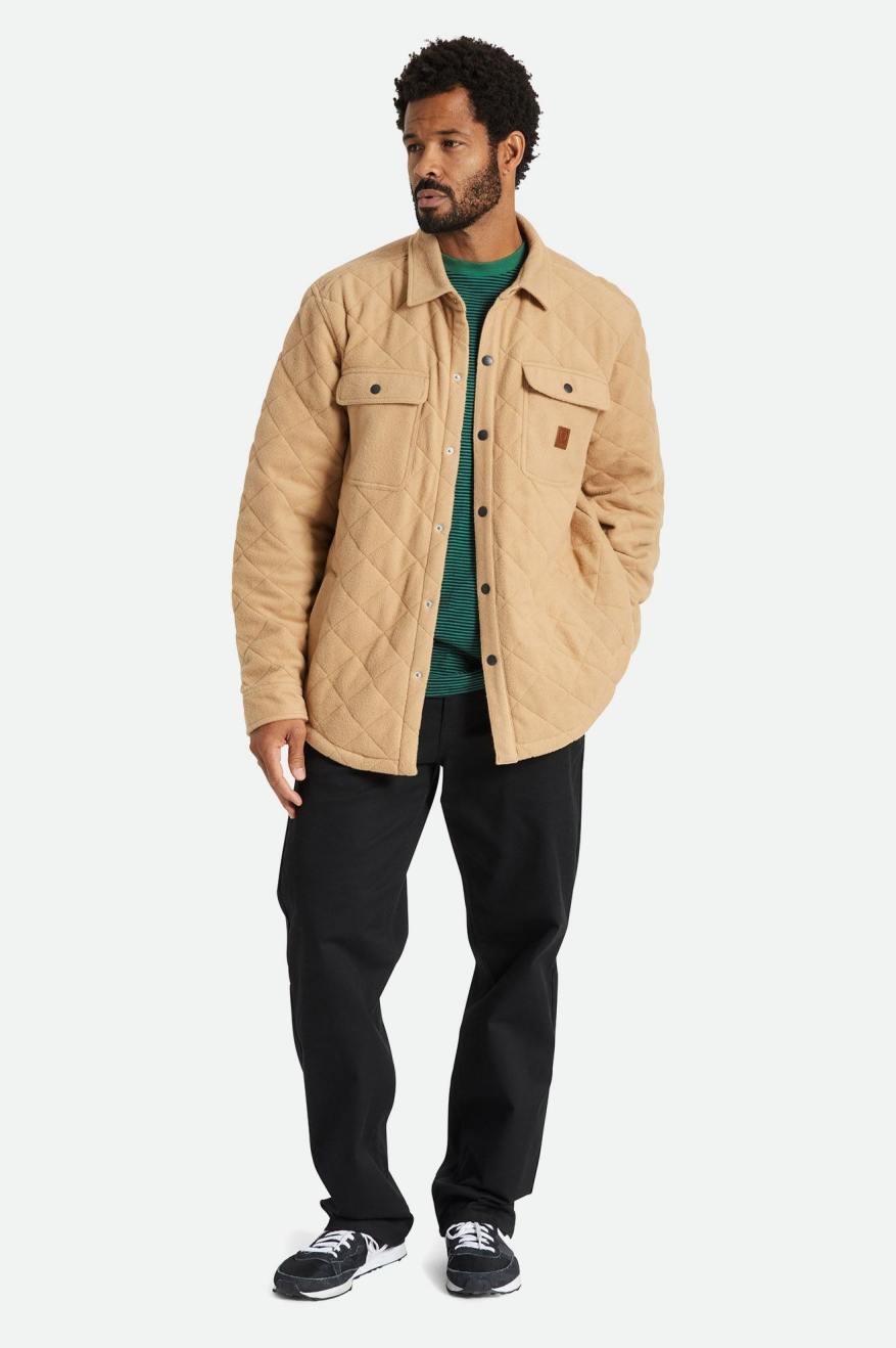 Brixton Cass Quilted Fleece Men's Jackets Beige | 435KBPCJU