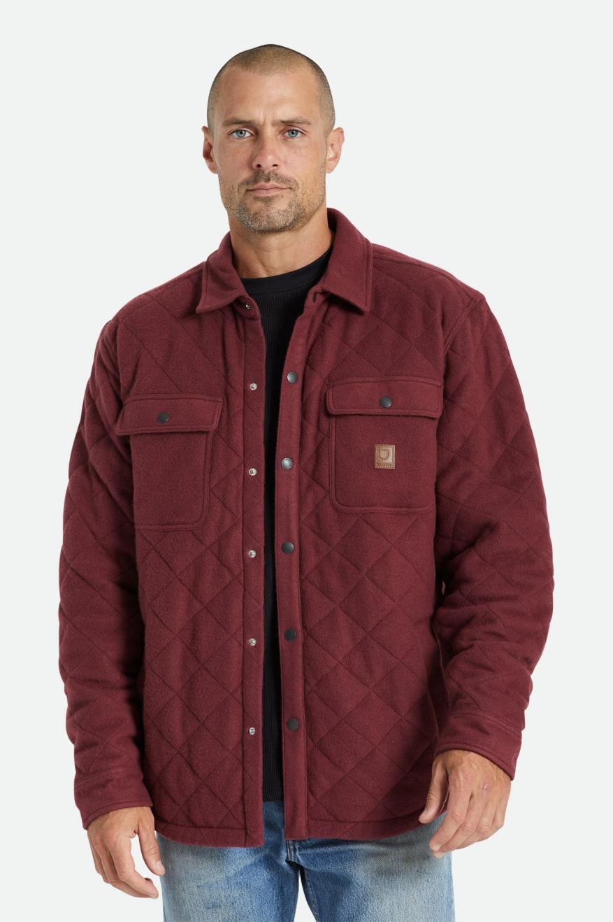 Brixton Cass Quilted Fleece Men\'s Jackets Red | 561VOGAIM