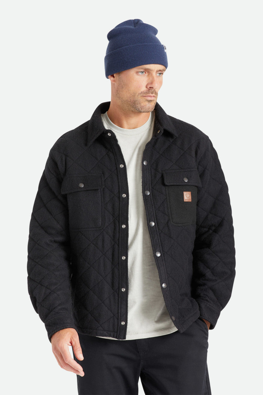 Brixton Cass Quilted Fleece Men's Jackets Black | 895HYKOSZ