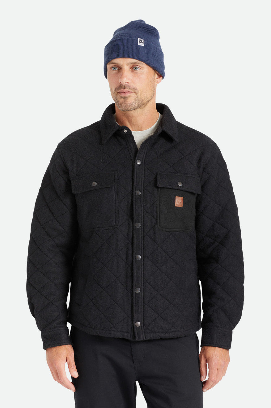 Brixton Cass Quilted Fleece Men\'s Jackets Black | 895HYKOSZ