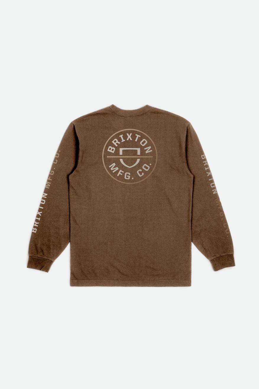 Brixton Crest L/S Standard Men's Tops Beige | 825ABUOHW