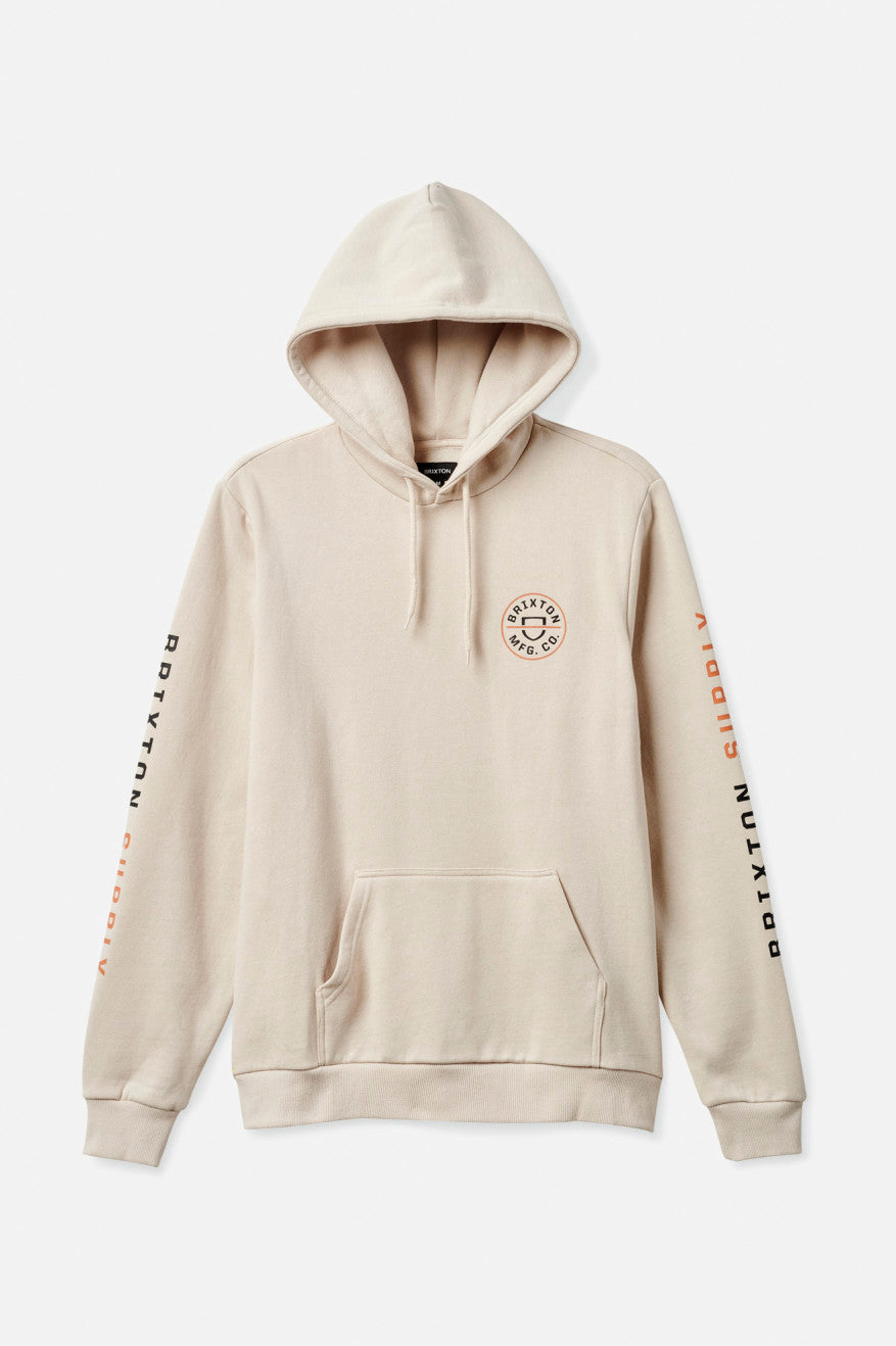 Brixton Crest Men's Hoodie Beige / Orange / Black | 759UMQZLW