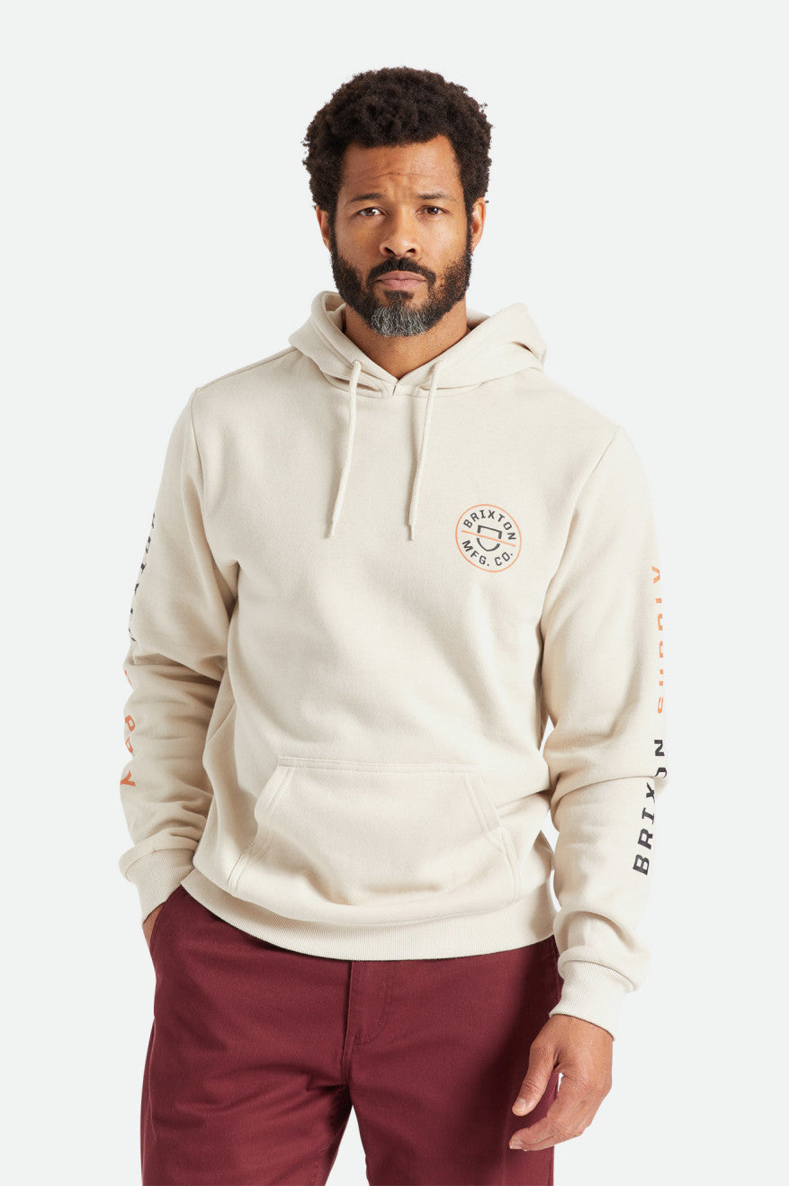 Brixton Crest Men\'s Hoodie Beige / Orange / Black | 759UMQZLW