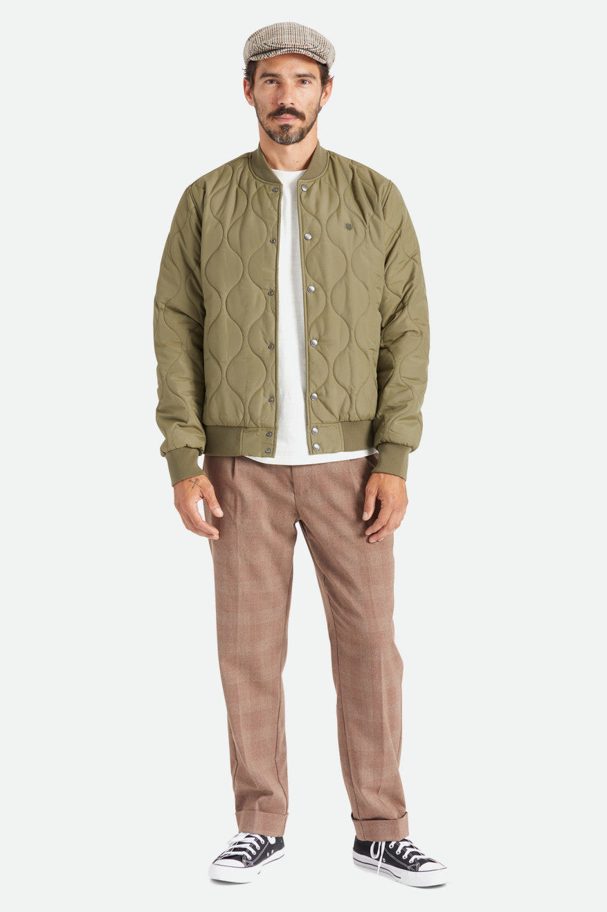 Brixton Dillinger Quilted Bomber Men's Jackets Olive | 246KIRWTU