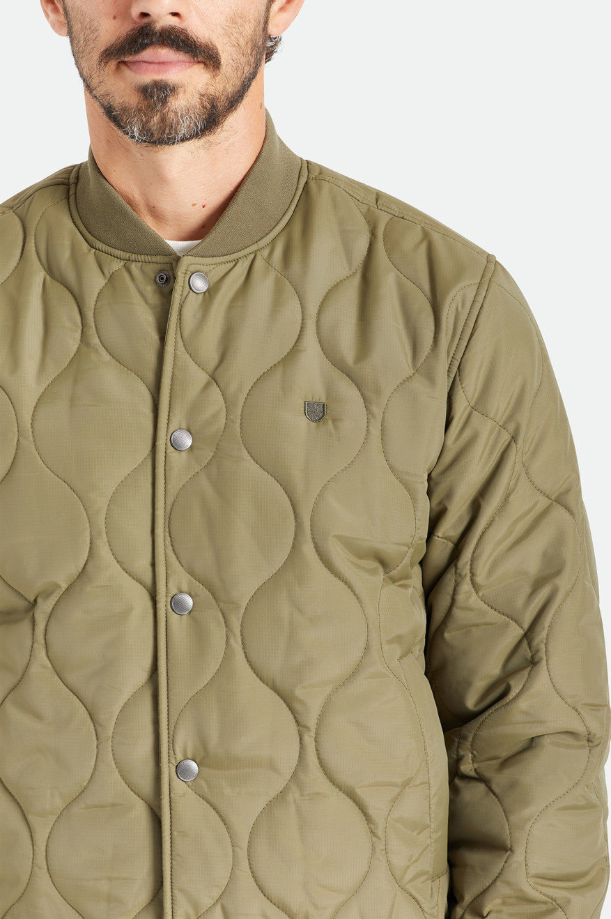 Brixton Dillinger Quilted Bomber Men's Jackets Olive | 246KIRWTU