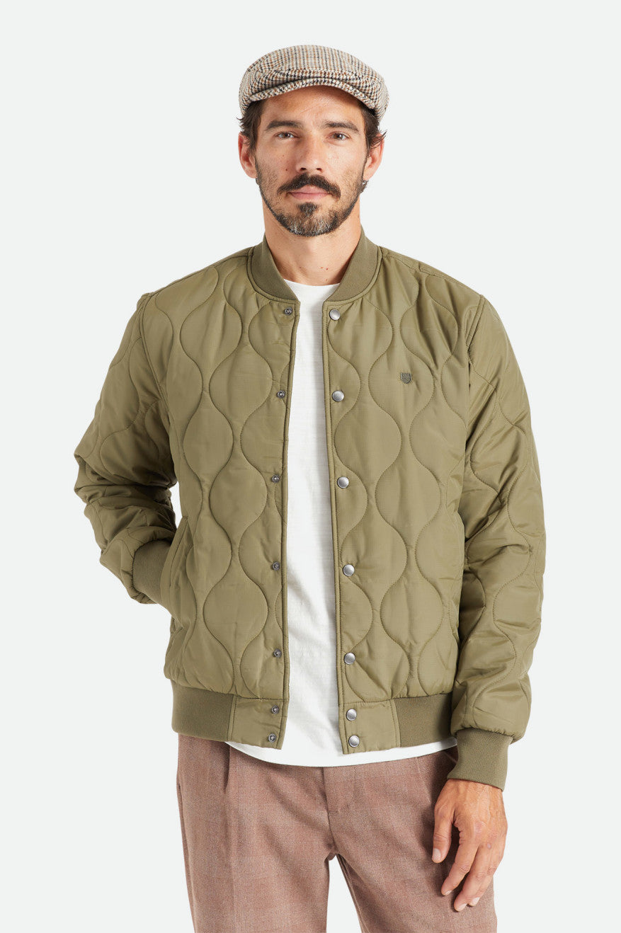 Brixton Dillinger Quilted Bomber Men's Jackets Olive | 246KIRWTU