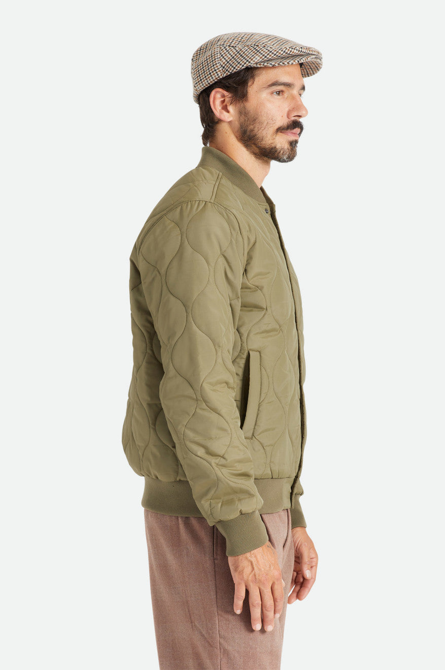 Brixton Dillinger Quilted Bomber Men's Jackets Olive | 246KIRWTU