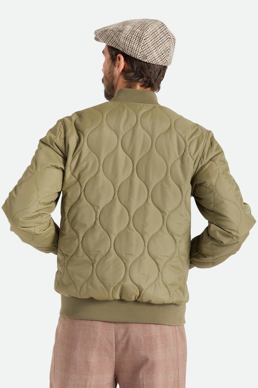 Brixton Dillinger Quilted Bomber Men's Jackets Olive | 246KIRWTU