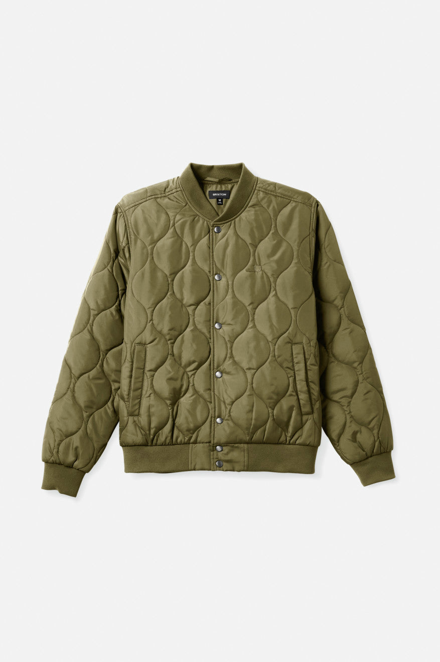 Brixton Dillinger Quilted Bomber Men's Jackets Olive | 246KIRWTU