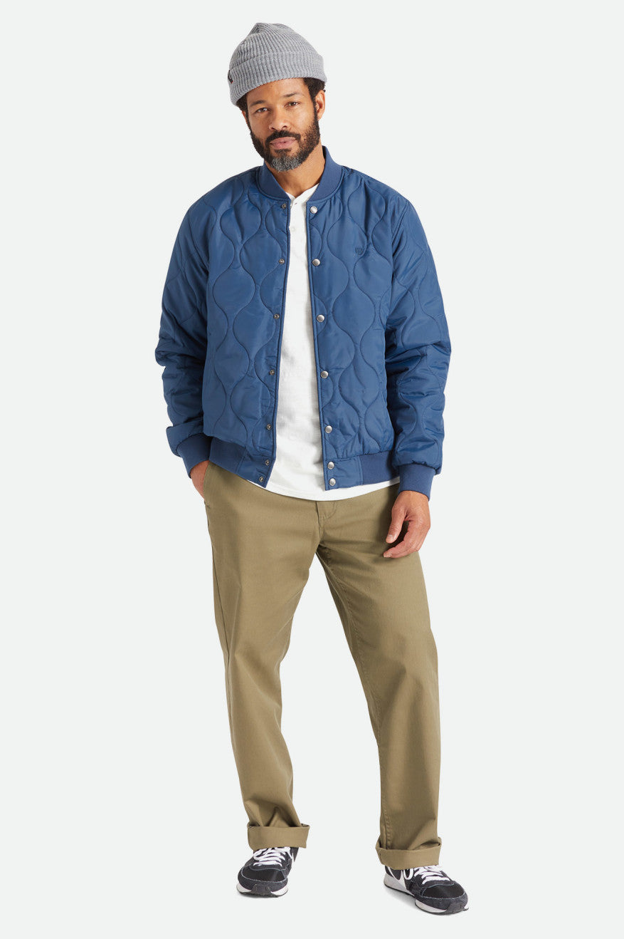 Brixton Dillinger Quilted Bomber Men's Jackets Blue | 387XTMQPR