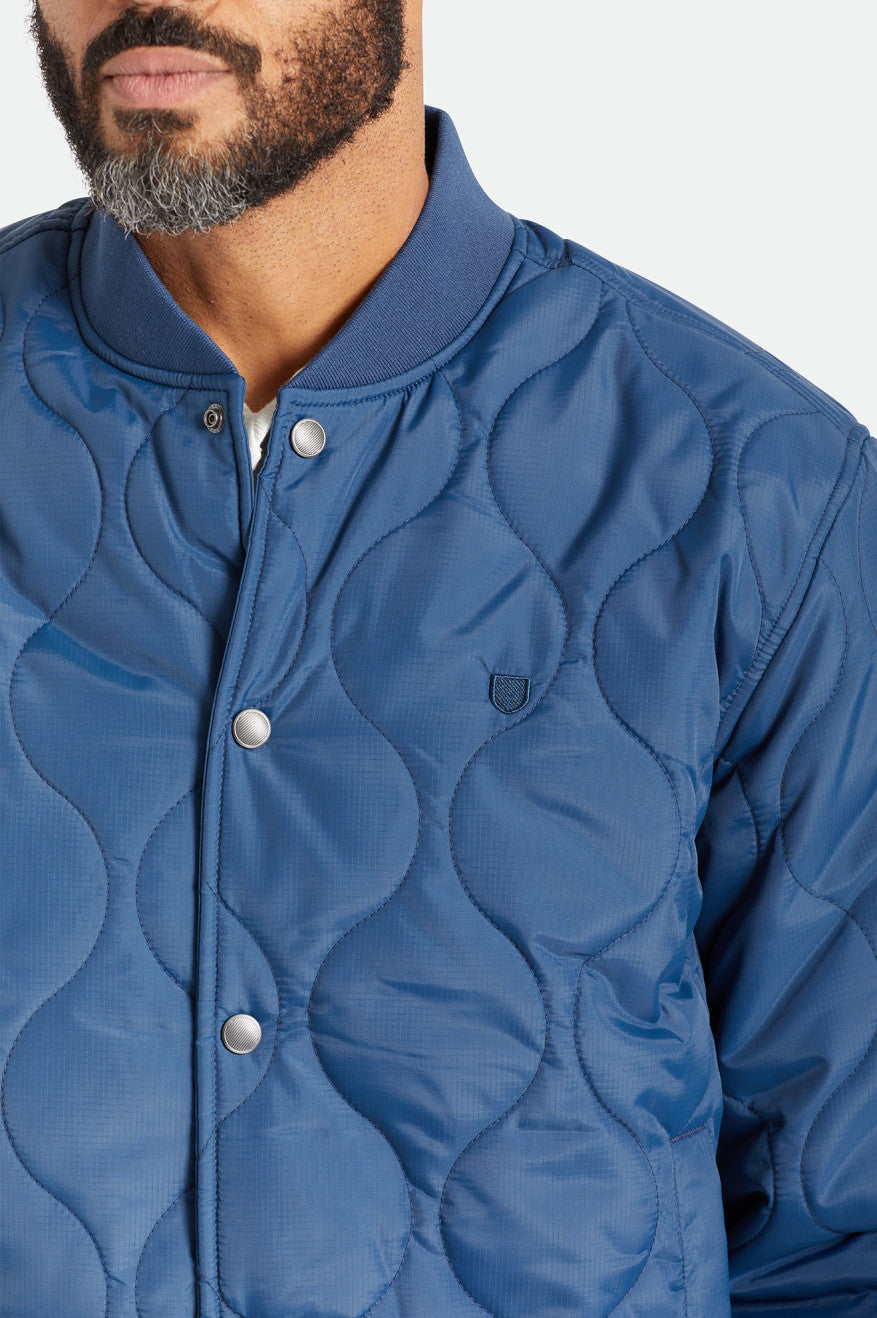 Brixton Dillinger Quilted Bomber Men's Jackets Blue | 387XTMQPR