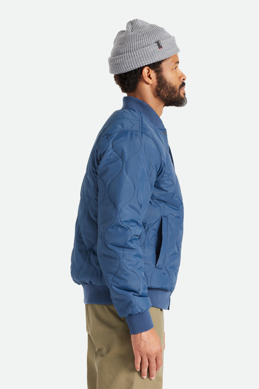 Brixton Dillinger Quilted Bomber Men's Jackets Blue | 387XTMQPR