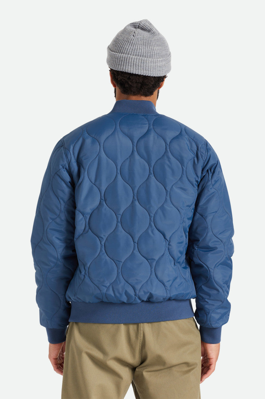 Brixton Dillinger Quilted Bomber Men's Jackets Blue | 387XTMQPR