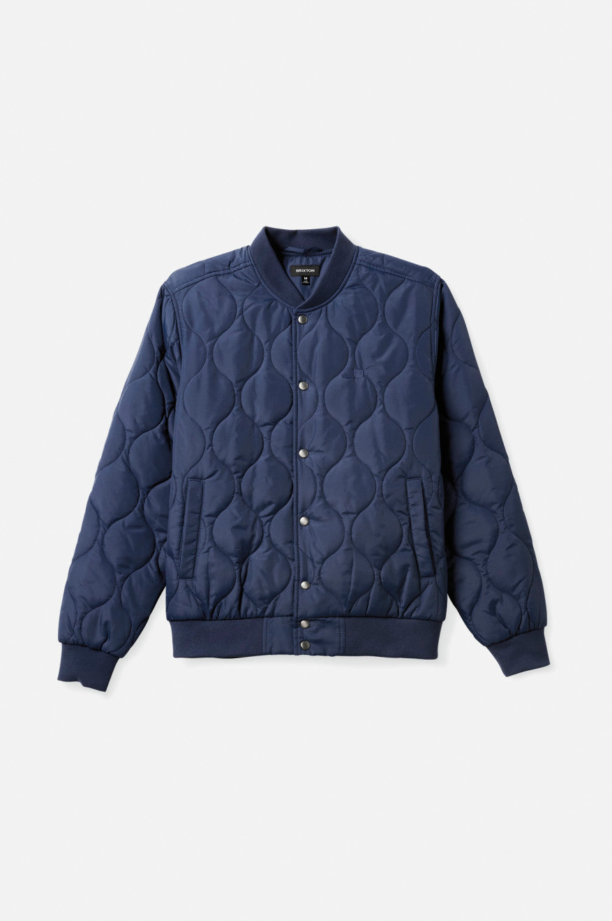 Brixton Dillinger Quilted Bomber Men's Jackets Blue | 387XTMQPR