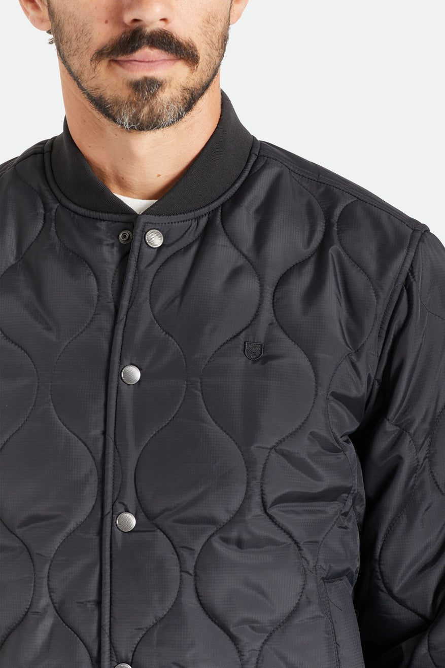 Brixton Dillinger Quilted Bomber Men's Jackets Black | 506QRTZSJ