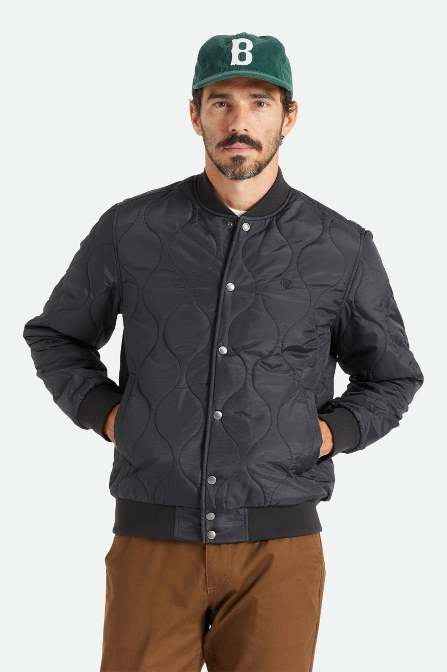 Brixton Dillinger Quilted Bomber Men's Jackets Black | 506QRTZSJ