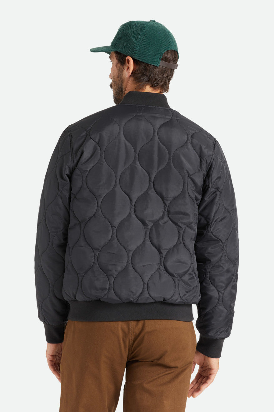 Brixton Dillinger Quilted Bomber Men's Jackets Black | 506QRTZSJ