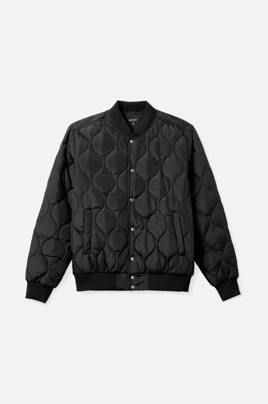 Brixton Dillinger Quilted Bomber Men's Jackets Black | 506QRTZSJ