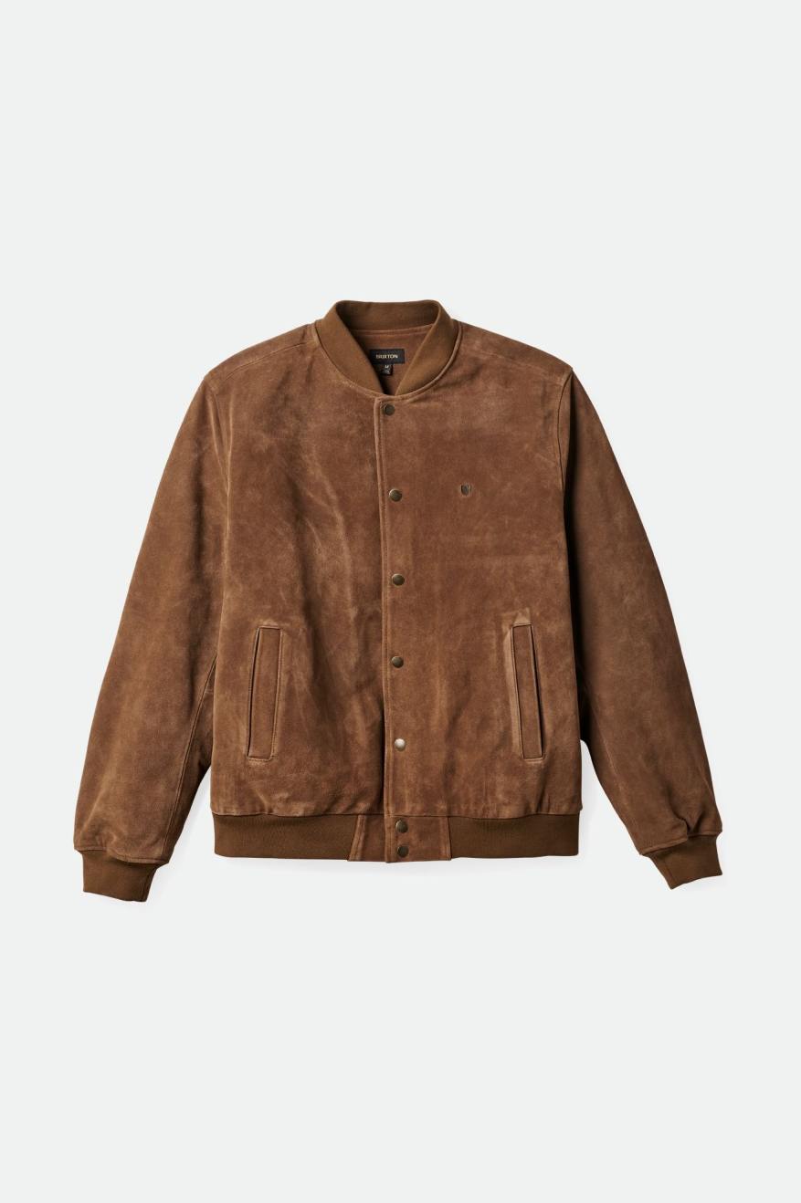 Brixton Dillinger Reserve Suede Bomber Men's Jackets Brown | 570UWITXR