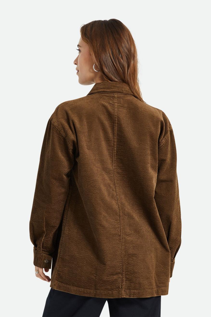 Brixton Dundee Corduroy Overshirt Women's Tops Brown | 607KVQZOD