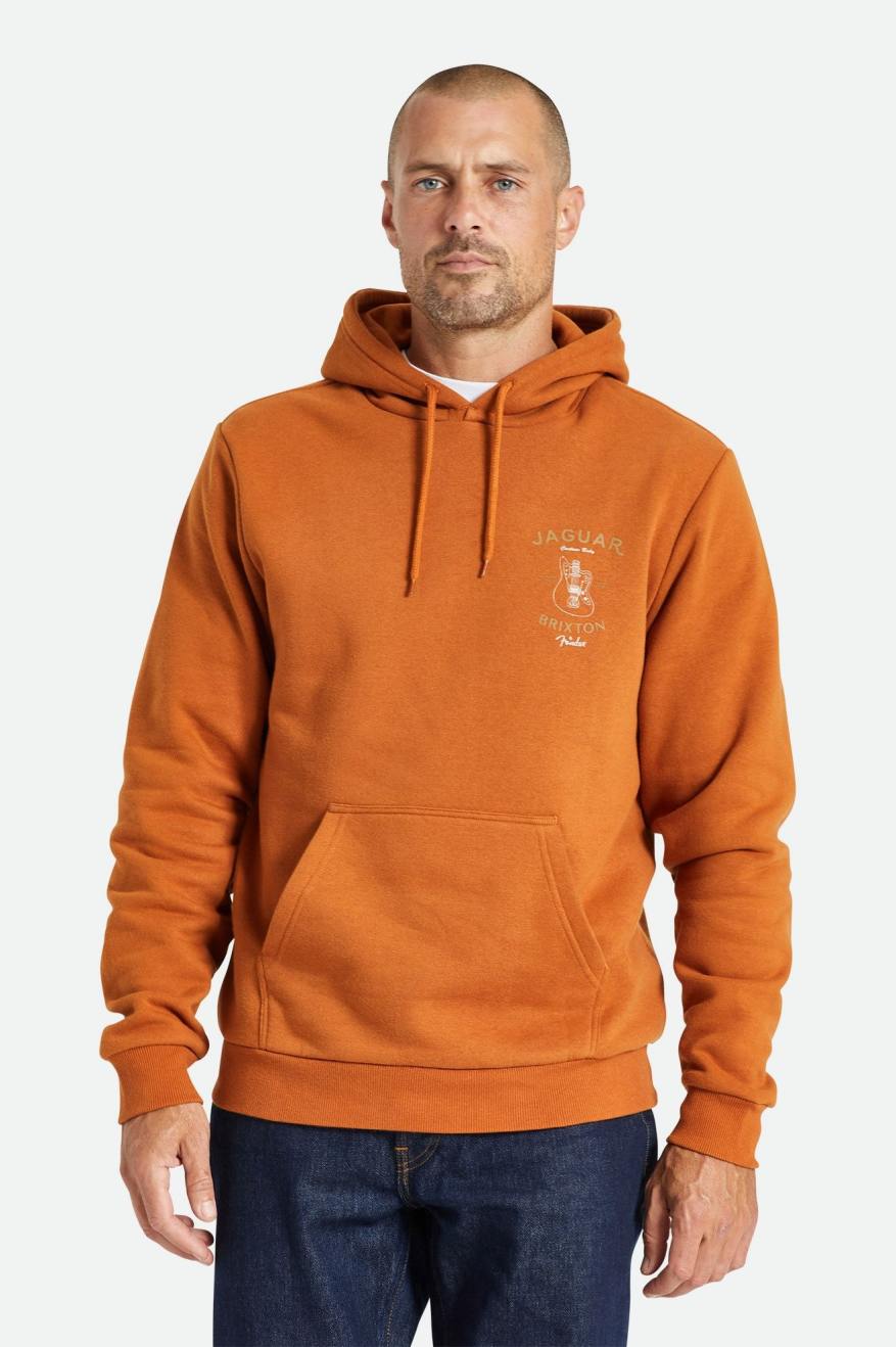 Brixton Fender Jaguar Claws Men\'s Hoodie Orange | 653OQVIMF