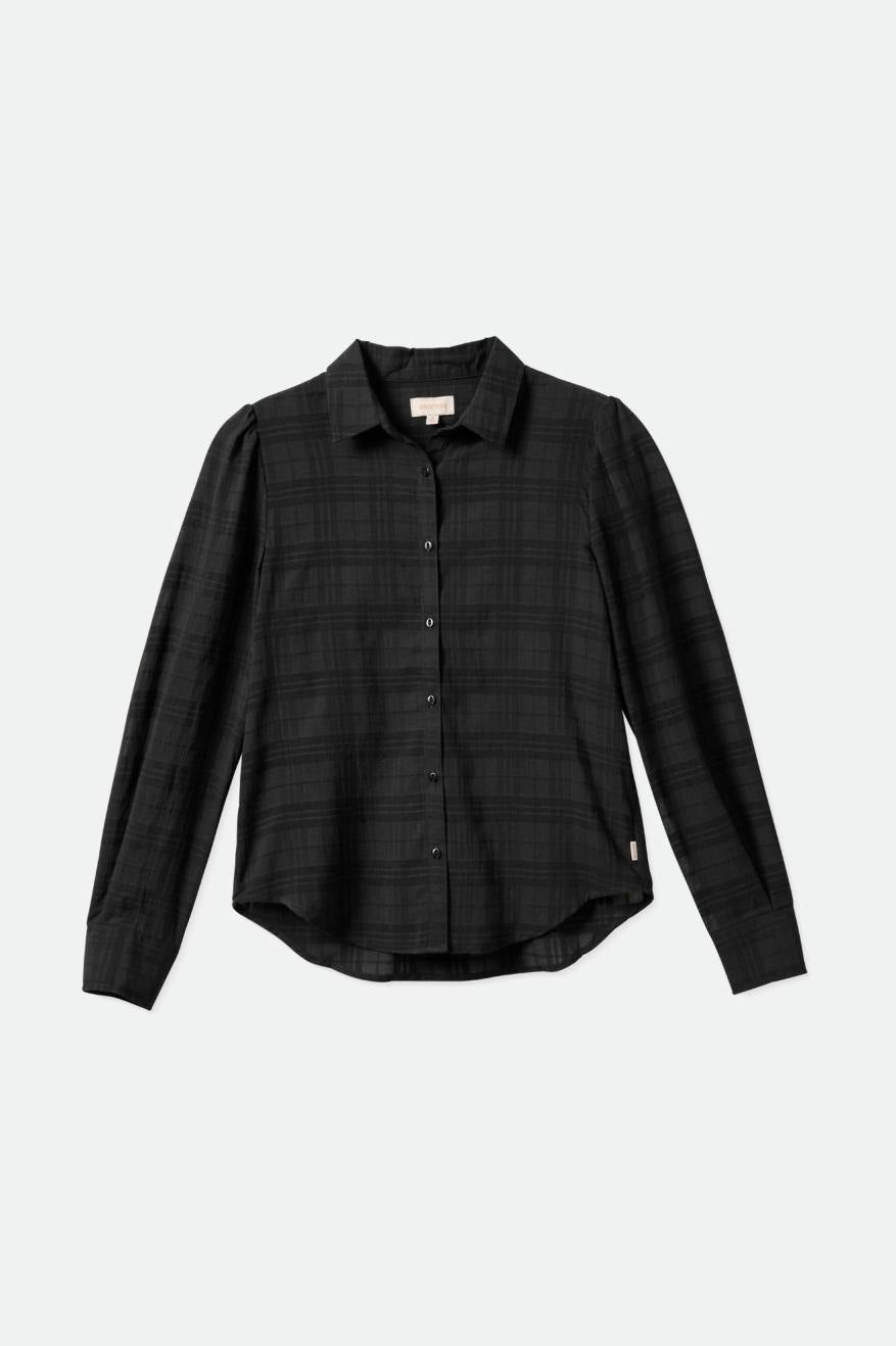 Brixton Leon L/S Woven Women's Tops Black | 923RDBUKV