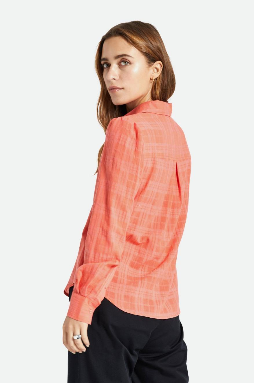 Brixton Leon L/S Woven Women's Tops Deep Coral | 217BWZPYM