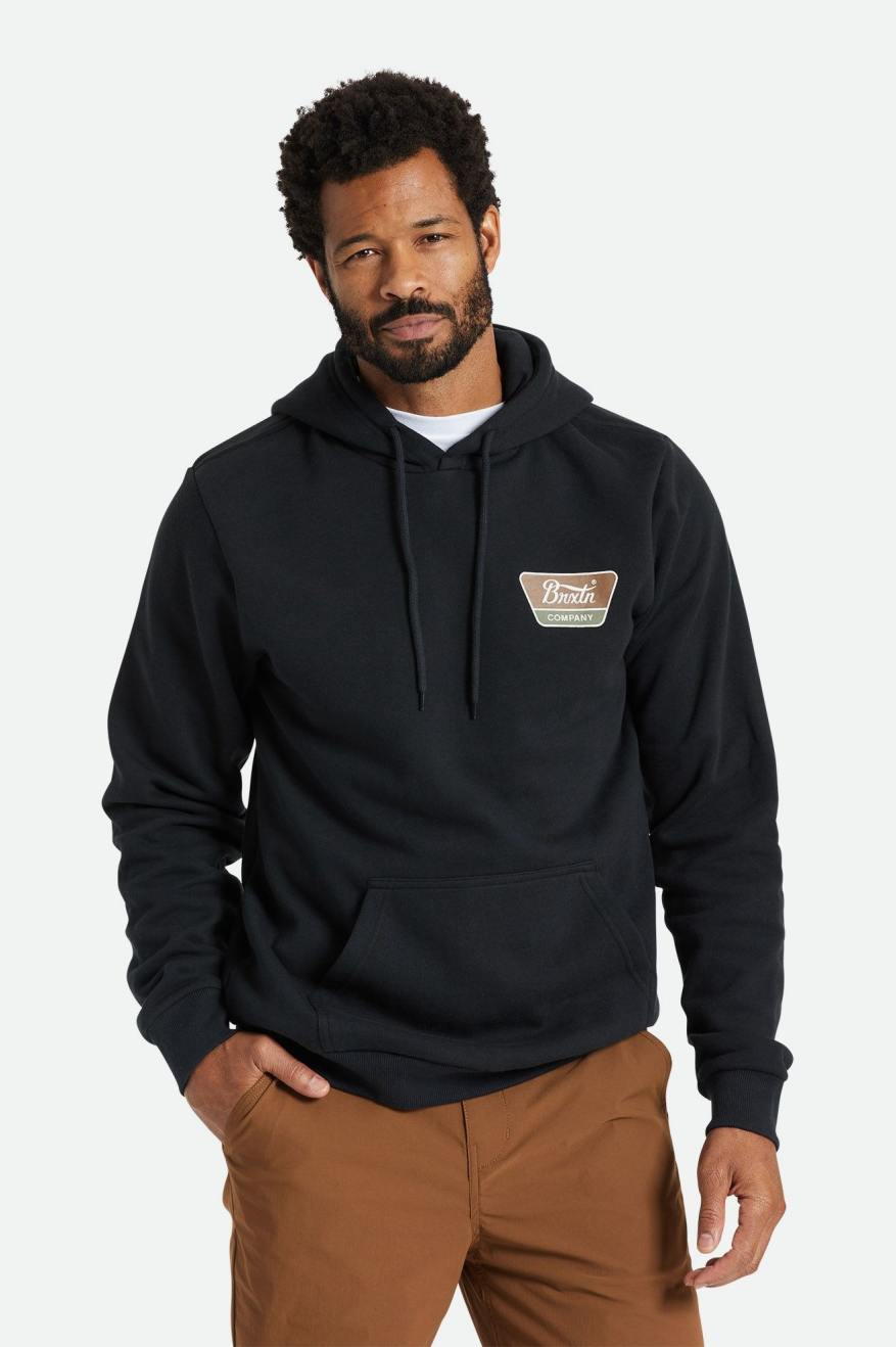 Brixton Linwood Men\'s Hoodie Black | 459RIPQFZ