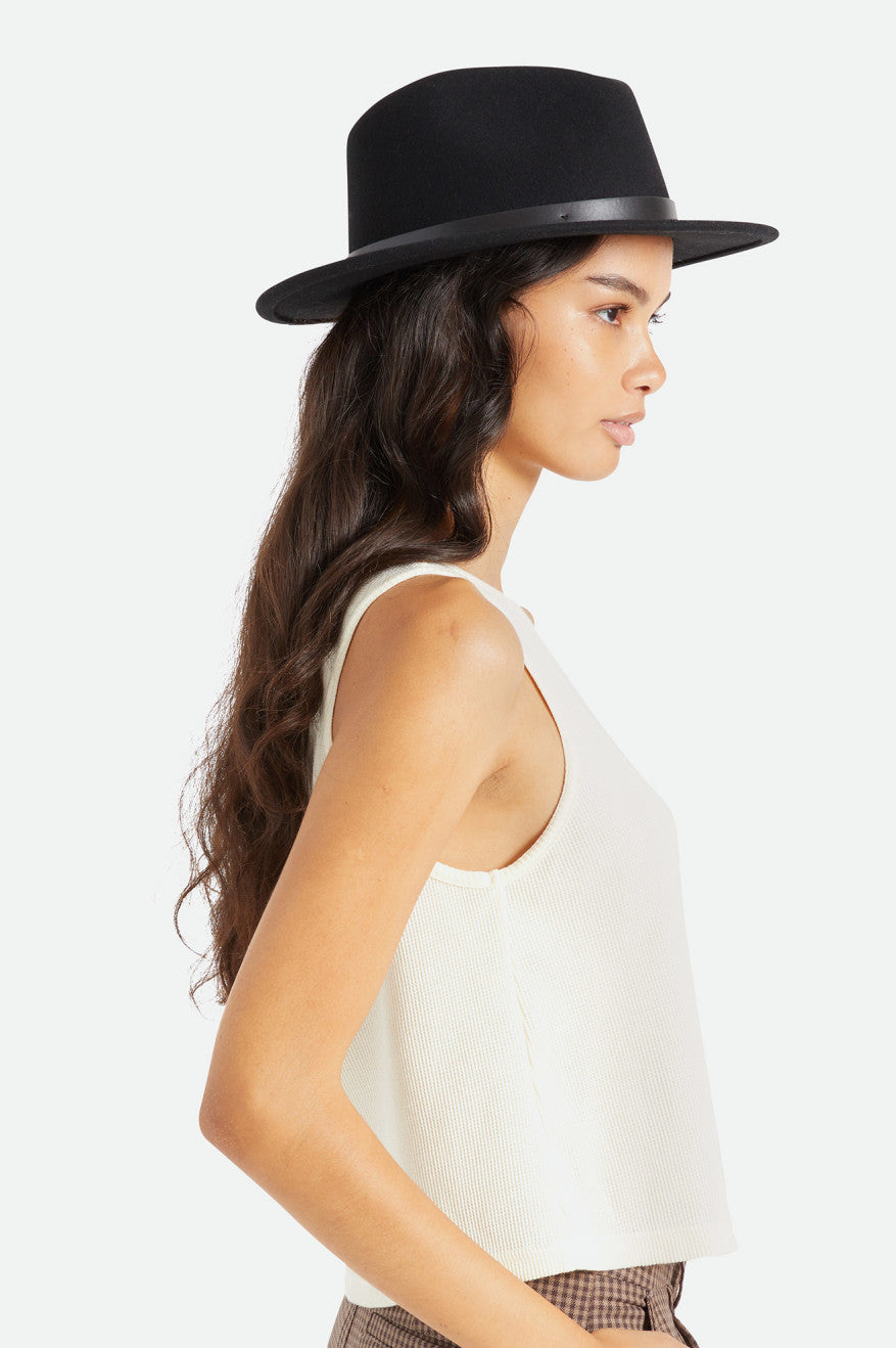 Brixton Messer Fedora Women's Fedoras Black | 540MOSEUI