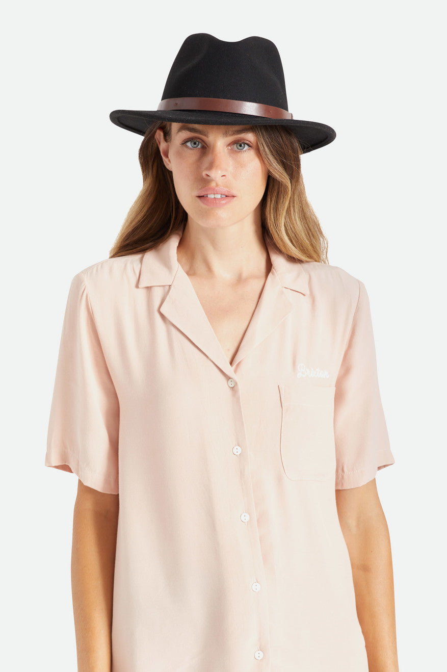 Brixton Messer Fedora Women's Fedoras Black | 627GMRSJN