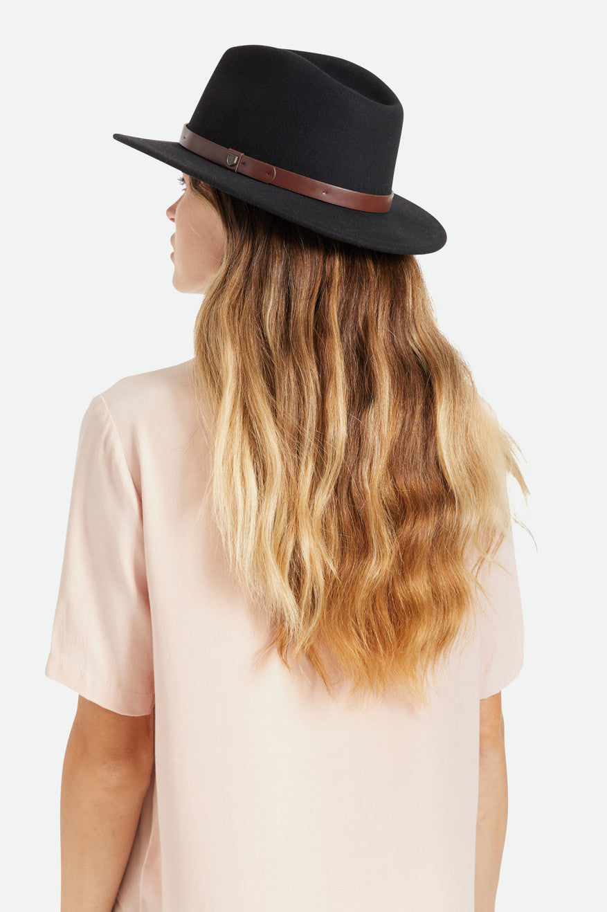 Brixton Messer Fedora Women's Fedoras Black | 627GMRSJN