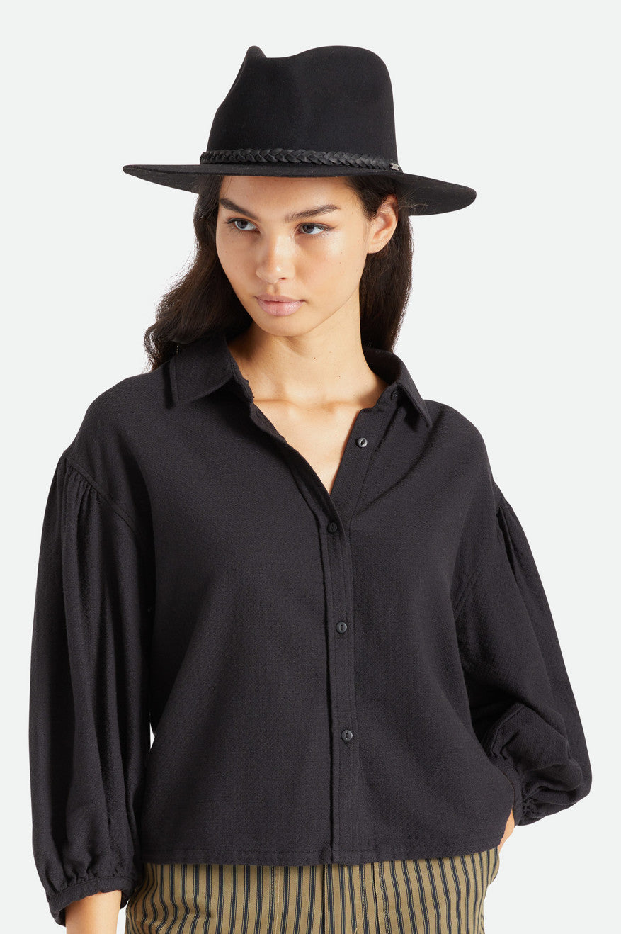 Brixton Messer Western Fedora Women's Fedoras Black | 679JSLTBY